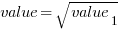 value=sqrt{value_1}